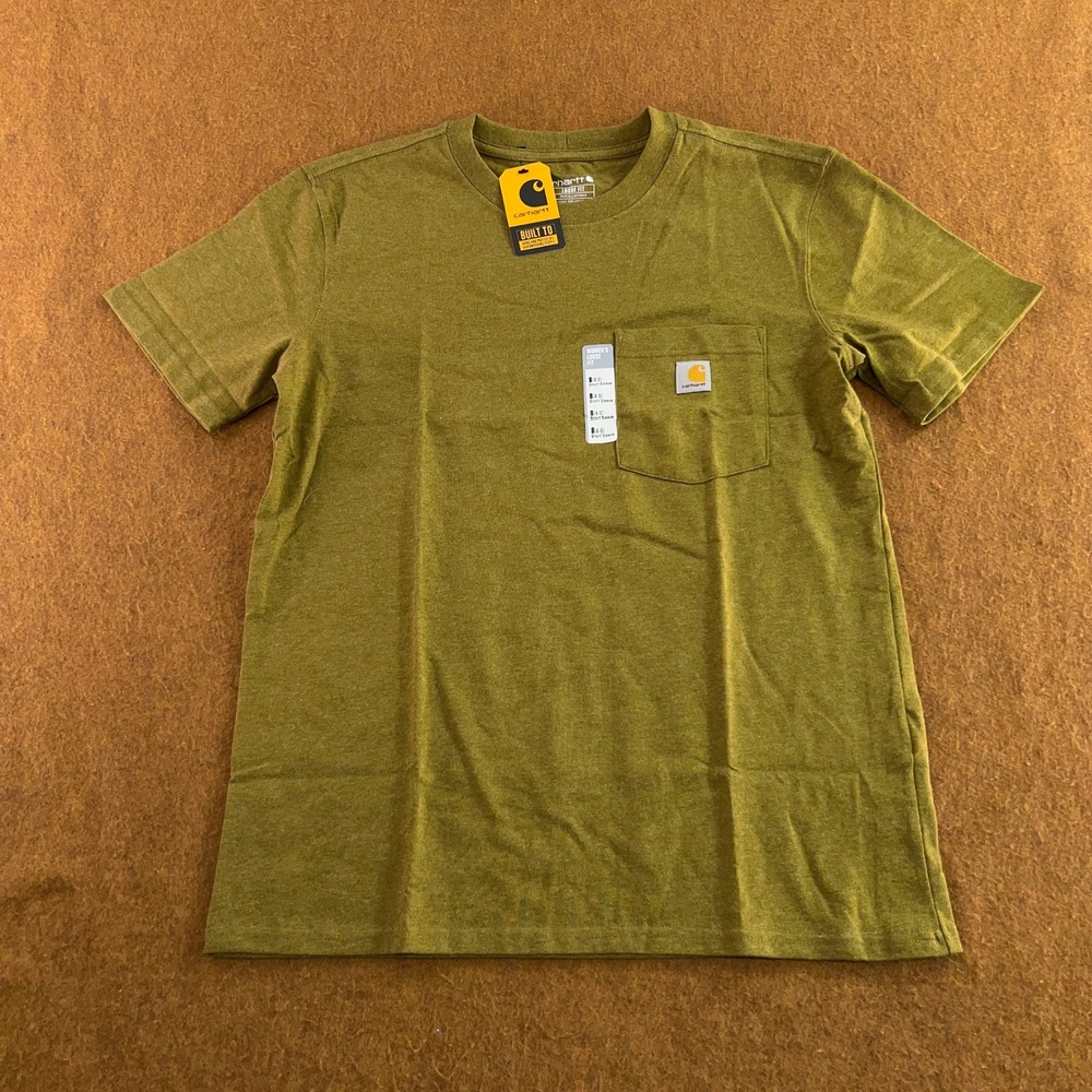 Carhartt Womens Small Green Loose Fit Heavyweight Pocket T-Shirt K87-W NWT